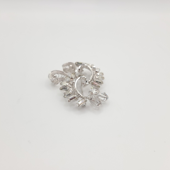 Silver Brooch with Rhinestones - Picture 7 of 10